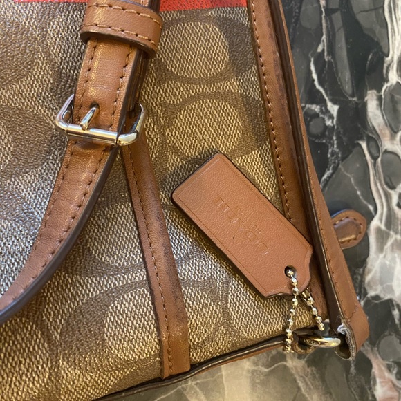 Coach Brown Signature Coated Canvas Varsity Stripe File Messenger Bag - Picture 13 of 14